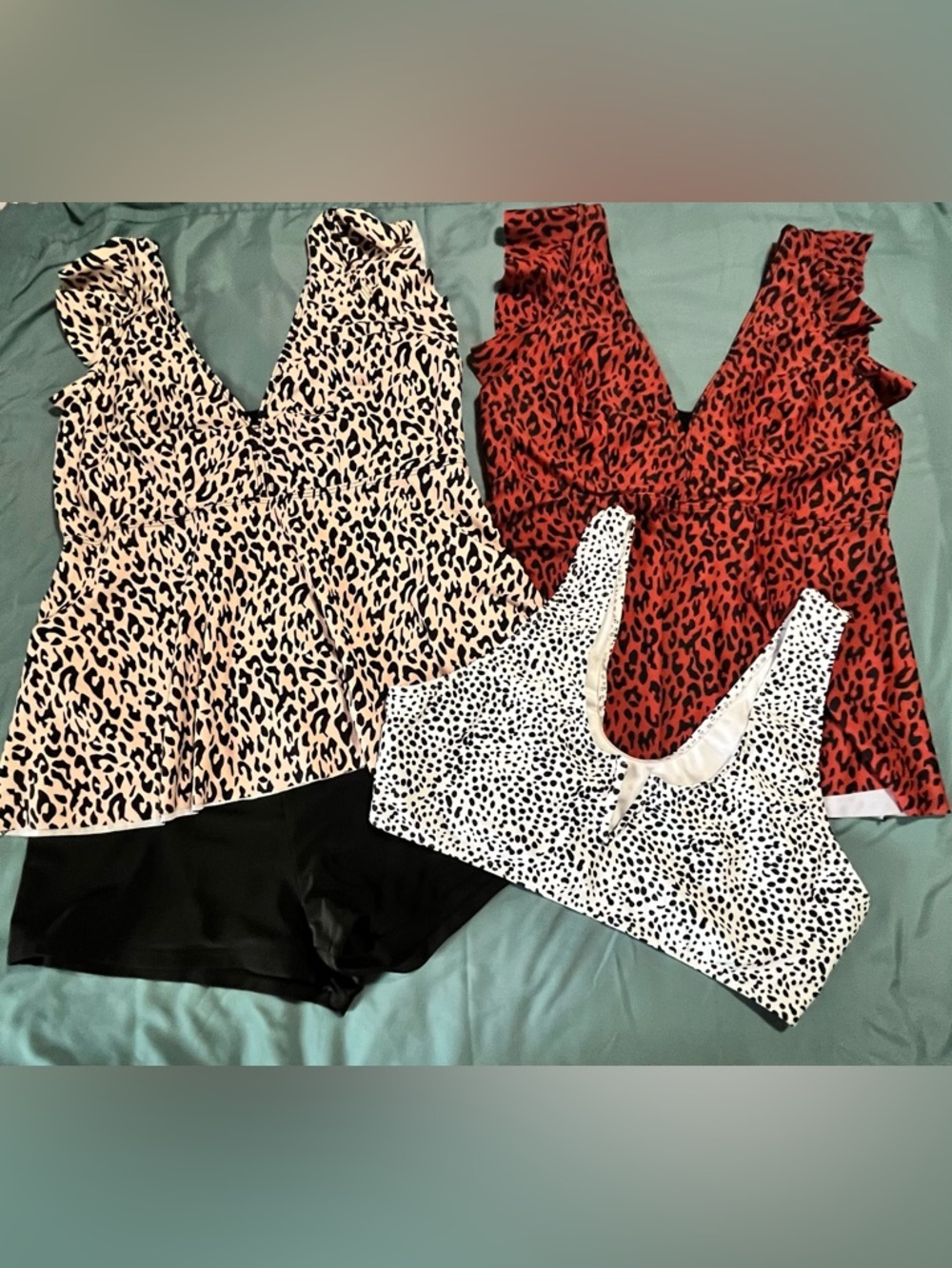 Four Piece Set Womens Swim suit Animal Print 2XL